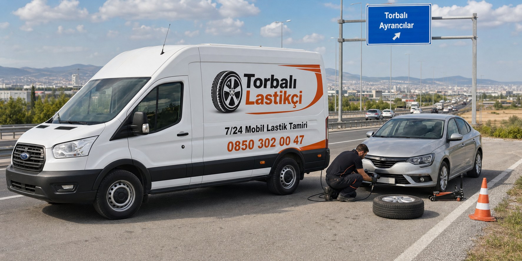 Ayrancılar lastikçi İzmir-Aydın yolu üzerinde mobil lastik tamiri ve yol yardım aracı